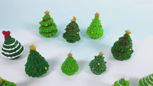 Load and play video in Gallery viewer, 12pcs Mini Resin Christmas Trees, Tiny Fairy Garden Decorations, Miniature Model Trees for DIY Crafts, Terrarium, Moss, or Holiday Displays