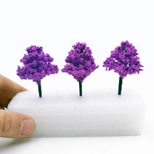 Load image into Gallery viewer, 50 pcs 5cm Miniature Flowering Tree Models N HO Scale Railway Layout Accessories DIY Landscape Dollhouse Terrarium Diorama Craft Supplies