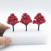 Load image into Gallery viewer, 50 pcs 5cm Miniature Flowering Tree Models N HO Scale Railway Layout Accessories DIY Landscape Dollhouse Terrarium Diorama Craft Supplies