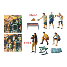 Load image into Gallery viewer, 5 pcs Miniature BBQ Barbecue Scene People Figure 1:64 Model S Scale Sand Table Layout Building Street Landscape Accessories Diorama Supplies
