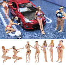 Load image into Gallery viewer, Miniature Bikini Car Wash Sexy Girl Woman People Figure 1:64 Models Dollhouse Building Landscape Scene Accessories Diorama Supplies