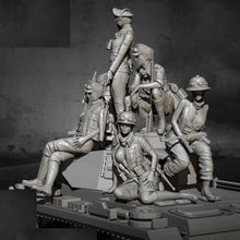 Load image into Gallery viewer, WWII Female German Tank Crew Soldier 6 People Unpainted Resin Figure 1/35 Scale Unassembled Model