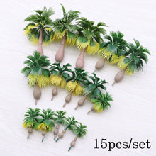 Load image into Gallery viewer, 15 pcs Miniature Palm Tree 1:100-300 Models N Z Scale Railway Accessories Forest Fairy Garden Landscape Terrarium Diorama Craft Supplies