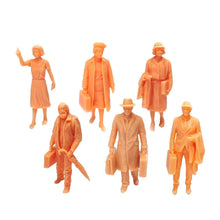 Load image into Gallery viewer, 6 pcs Miniature British Ladies Gentlemen Travelers People Unpainted Figure 1:64 Model Building Scene Layout Accessories Diorama Supplies
