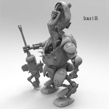 Load image into Gallery viewer, Female Soldier & Robot Resin Figure – Unpainted Model Kit 1/35 Scale – DIY Craft Supply
