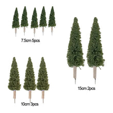 Load image into Gallery viewer, 5/10 pcs 7.5/10/15cm Miniature Spruce Tree Pine Model G HO N Scale Train Railway Scenery DIY Landscape Terrarium Diorama Craft Supplies