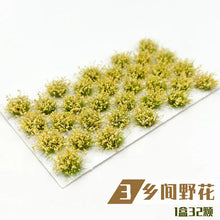 Load image into Gallery viewer, 32 pcs Miniature Countryside Wildflower Cluster Grass Tufts Models Sand Table Dollhouse Fairy Garden Landscape Terrarium Craft Supplies