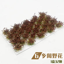 Load image into Gallery viewer, 32 pcs Miniature Countryside Wildflower Cluster Grass Tufts Models Sand Table Dollhouse Fairy Garden Landscape Terrarium Craft Supplies