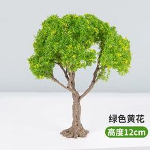 Load image into Gallery viewer, 10/12/15cm Miniature Yellow Flowering Green Tree Model Train Railway Accessories Fairy Garden Landscape Terrarium Diorama Craft Supplies
