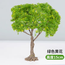 Load image into Gallery viewer, 10/12/15cm Miniature Yellow Flowering Green Tree Model Train Railway Accessories Fairy Garden Landscape Terrarium Diorama Craft Supplies