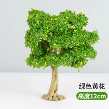 Load image into Gallery viewer, 10/12/15cm Miniature Yellow Flowering Green Tree Model Train Railway Accessories Fairy Garden Landscape Terrarium Diorama Craft Supplies