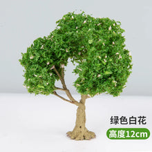 Load image into Gallery viewer, 10/12/15cm Miniature White Flowering Green Tree Model Train Railway Accessories Fairy Garden Landscape Terrarium Diorama Craft Supplies