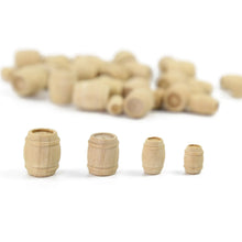 Load image into Gallery viewer, 50 pcs Miniature Wooden Wine Barrels Cask Bucket Model HO OO Scale 1:87 DIY Scenery Dollhouse Landscape Terrarium Diorama Craft Supplies