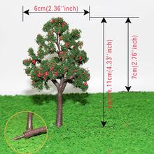 Load image into Gallery viewer, 10 pcs 11cm Miniature Green Tree with RedYellow Fruit O Scale 150 Models Railway Accessories Forest Fairy Garden Terrarium Craft Supplies
