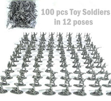 Load image into Gallery viewer, 100 pcs Classic WWII Mini Military Plastic Toy Soldiers Army Men Figures 12 Poses (Choose Color)