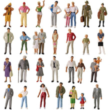 Load image into Gallery viewer, 30pcs Miniature People Models 1:43 Scale, O Scale Standing Figures, Model Railway Diorama Supplies