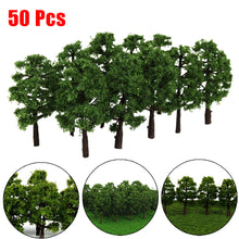 Load image into Gallery viewer, 50 pcs 7cm Miniature Tree Models Train Railway Accessories Forest Fairy Garden Landscape Terrarium Diorama Craft Supplies