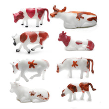 Load image into Gallery viewer, 20pcs Miniature Dairy Cow Figures HO Scale 1:87 Model Train Scenery