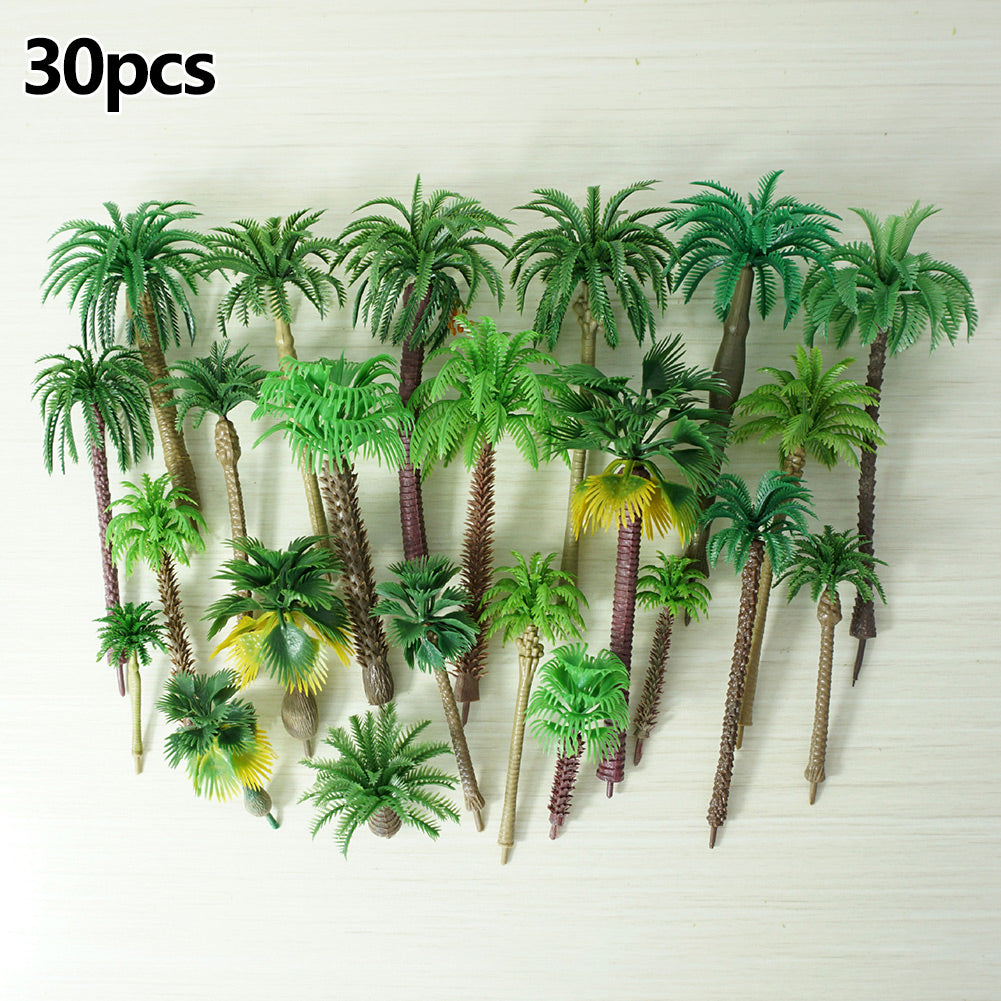 miniature coconut palm tree 30 Pieces Model Coconut Palm Tree Scenery Model Tree Mixed Model Trees for Model