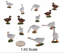 Load image into Gallery viewer, Miniature Duck & Goose Figures 1:43 O Scale Farm Animals for Model Railway Dioramas (14pcs)