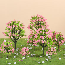 Load image into Gallery viewer, 10pcs Miniature Pink Blossom Trees, Model Train Scenery, Fairy Garden Decor, DIY Diorama