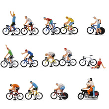 Load image into Gallery viewer, 15 pcs Bike Bicycle Racing 1:87 Figure HO Scale Models Landscape Building Scenery Train Railway Layout Scene Accessories Diorama Supplies