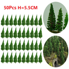 Load image into Gallery viewer, 50 pcs 5.5cm Miniature Tree Models Train Railway Accessories Forest Fairy Garden Landscape Terrarium Diorama Craft Supplies