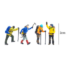 Load image into Gallery viewer, Miniature Mountain Hiking & Ice Climbing Figures 1:87 Scale Model Scenery Supplies