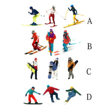 Load image into Gallery viewer, 3pcs Miniature Skier & Snowboarder Figures 1:87 Scale Model Diorama, Railway Scenery Craft Supplies