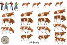 Load image into Gallery viewer, 36pcs Miniature Brown Dairy Cow Figures 1:87 Scale, Model Train Scenery Diorama Supplies