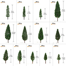 Load image into Gallery viewer, 52 pcs Miniature Green Pine Trees O HO TT N Scale Models Train Railway Accessories Forest Garden Landscape Diorama Craft Supplies