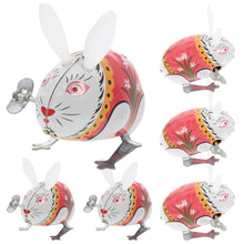 Load image into Gallery viewer, Set of 6 Classic Vintage Jumping White Rabbit Bunny Wind Up Clockwork Tin Toy Collectible