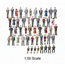 Load image into Gallery viewer, 50pcs Miniature People Figures O Scale 1:50 Model Railway Diorama Craft Supply