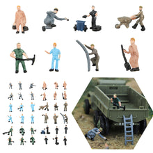 Load image into Gallery viewer, 25pcs Miniature Railway Worker Figures, 1:87 HO Scale Model Train Diorama Supplies