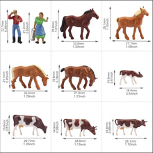 Load image into Gallery viewer, 36pcs Miniature Horse & Cow Figures 1:87 HO Scale for ModelDiorama Railway Layout Scenery