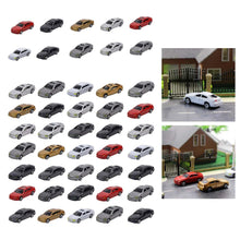 Load image into Gallery viewer, 60 pcs Miniature Car 1:87 Vehicle HO Scale Models Landscape Building Scenery Train Railway Layout Scene Accessories Diorama Supplies