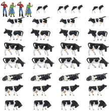 Load image into Gallery viewer, 36 pcs Miniature Shepherd Black White Dairy Cow Animal Figures 1:87 Scale Models Toys Landscape Garden Layout Scene Accessories Diorama Supplies