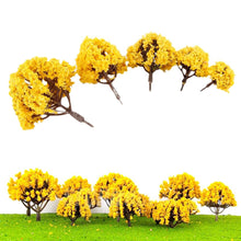 Load image into Gallery viewer, 20 pcs Miniature Flowering Yellow Tree Models Train Railway Accessories Forest Fairy Garden Landscape Terrarium Diorama Craft Supplies