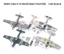 Load image into Gallery viewer, WWII Military Aircraft North American P-51 Mustang Fighter 1/48 Plane 4D Assembly Model Kit Toy (Choose Color)