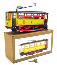 Load image into Gallery viewer, MS638 Yellow Vintage Tram Trolley Streetcar Retro Clockwork Wind Up Tin Toy Collectible