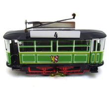Load image into Gallery viewer, MS638 Green Vintage Tram Trolley Streetcar Retro Clockwork Wind Up Tin Toy Collectible