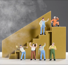 Load image into Gallery viewer, 6 pcs Miniature Construction Worker People Figure 1:50 Models Landscape Building Scenery Layout Scene Accessories Diorama Supplies