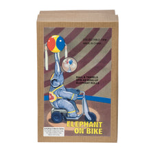 Load image into Gallery viewer, Vintage Elephant on Bike Ball & Tassels Spin 26cm Retro Clockwork Wind Up Tin Toy Collectible