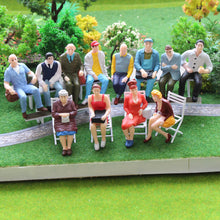 Load image into Gallery viewer, 12pcs Miniature Seated People - 1:25 Scale Model Train Scenery - Diorama Figures