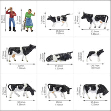 Load image into Gallery viewer, 36 pcs Miniature Shepherd Black White Dairy Cow Animal Figures 1:87 Scale Models Toys Landscape Garden Layout Scene Accessories Diorama Supplies