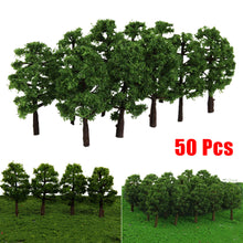 Load image into Gallery viewer, 50 pcs 7cm Miniature Tree Models Train Railway Accessories Forest Fairy Garden Landscape Terrarium Diorama Craft Supplies