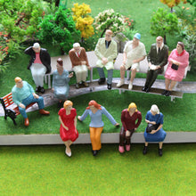 Load image into Gallery viewer, 12pcs Miniature Seated People - 1:25 Scale Model Train Scenery - Diorama Figures