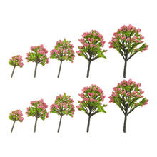 Load image into Gallery viewer, 10 pcs Miniature Pink Flowering Trees Models Train Railway Accessories Forest Fairy Garden Landscape Terrarium Diorama Craft Supplies