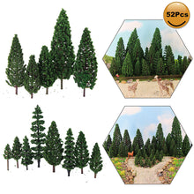 Load image into Gallery viewer, 52 pcs Miniature Green Pine Trees O HO TT N Scale Models Train Railway Accessories Forest Garden Landscape Diorama Craft Supplies