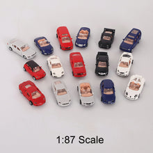 Load image into Gallery viewer, 16pcs Miniature Cars 1:87 HO Scale DIY Model Vehicles for Train Layout Diorama Scenery